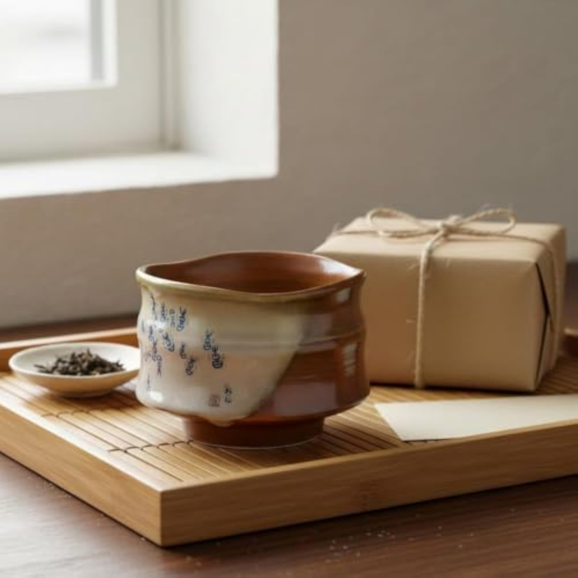 Bamboo Design Coarse Pottery Matcha Bowl