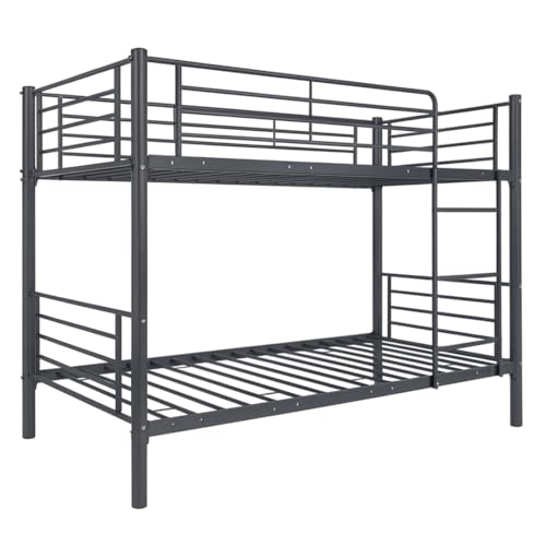 Acomoda Textil – Litera Metálica Doble 200x97x161 cm. Cama Infantil y Juvenil con Escalera Lateral y Barandilla de Seguridad Resistente y Compacta para Dormitorio. (Litera)
