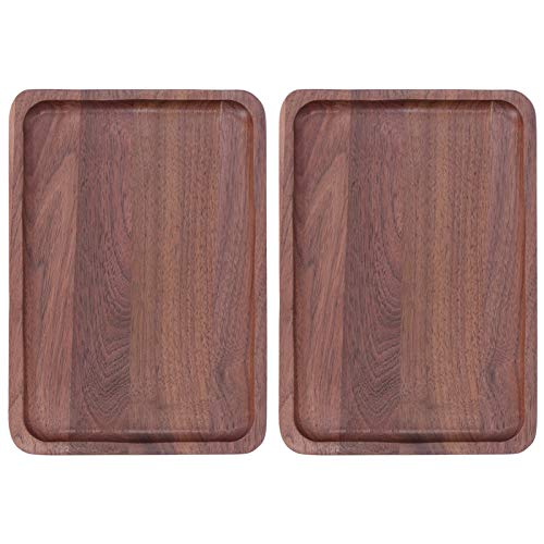 Bandeja de Madera Yomiyuyuy, Plato de Nogal, Bandeja para Servir de Madera, Plato de té y Postre, Acabado de Granos rectangulares, para restaurantes o decoració
