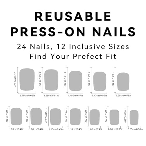 Fall Press on Nails Medium Square Fake Nails with Design Glitter Glue on Brown Yellow Marble Full Cover False Nails Artificial Acrylic Nails Stick on Nail for Women 24 Pcs Fall Nail Art — view 5