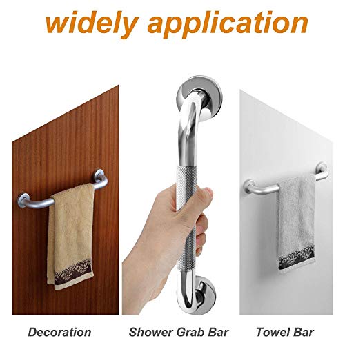 2 Pack 16 Inch Anti Slip Shower Grab Bar Handle, Zuext Chrome Stainless Steel Bathroom Grab Bar, Knurled Bathroom Balance Bar,Safety Hand Rail Support,Handicap Elderly Injury Senior Assist Bath Handle #TOP4