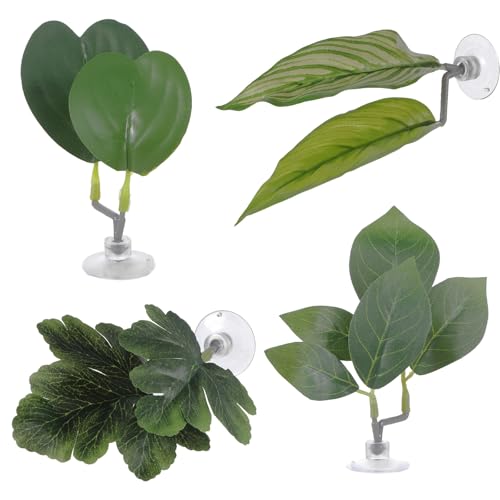 Image of Jeffdad 4Pcs Fish Leaf Pad Fish Tank Accessories Aquarium Decor Simulating Plants Betta Natural Soft Aquarium Plastic Plants for Betta Fish Tank Decorations