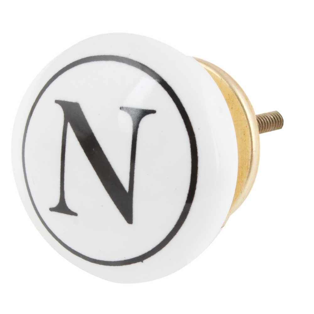 IndianShelf 2 Piece Black White N Alphabet Ceramic Drawer Knobs for Kitchen Cabinet Hardware Door Decorative Dresser Pulls Luxury Elegant (B09SG8RGFY) Amazon Price History, Amazon Price Tracker