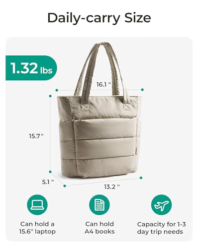 Image of BAGSMART Tote Bag for Women, Lightweight Puffy Tote Bag with Compartments Shoulder Bag Handbag for Travel, Work, Gym | Lightweight
