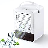 ❄️ 【Diseño Desmontable y Portátil】: Con un tanque de agua desmontable de alta capacidad de 450 ml, le ayuda a limpiar mejor este tanque de agua para evitar la reproducción de bacterias. Agrega agua o cubitos de hielo al tanque de agua para enfriar el aire. Ligero (800 g) con tamaño portátil (140 * 135 * 200 mm) y un asa portátil, perfecto para su escritorio, oficina, sala de estar, cocina, dormitorio, etc.
