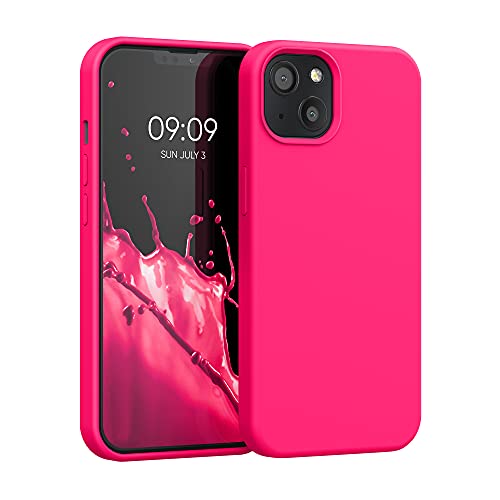 kwmobile Cover per iPhone 13 Custodia - Back Case per Smartphone in Silicone TPU - Protezione Gommata - rosa shocking