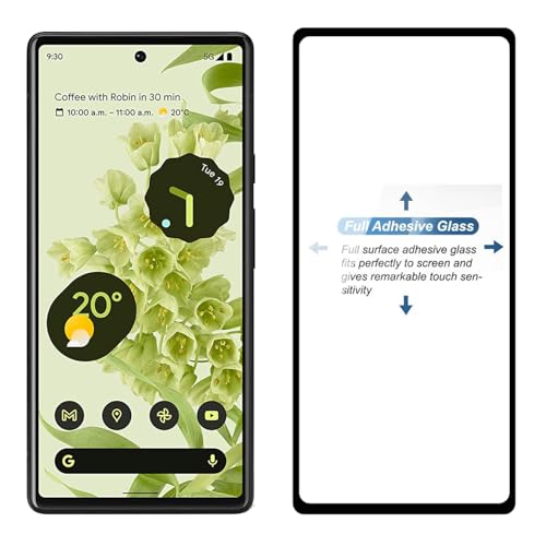 Image of POPIO Tempered Glass Screen Protector Compatible For Google Pixel 6 (Black) Cellphone With Edge To Edge Coverage And Easy Installation Kit