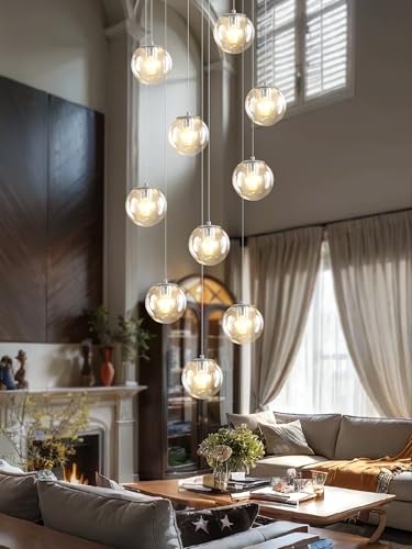 Ykolupty Silver LED Staircase Chandelier (10-Light)