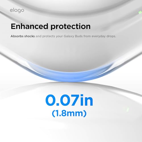 Image of elago Clear with Carabiner, Compatible with Samsung Galaxy Buds 4 Pro Case & Galaxy Buds 4 Case, Premium TPU Cover, Wireless Charging, Headphone Accessories, for Men, for Women (Clear)