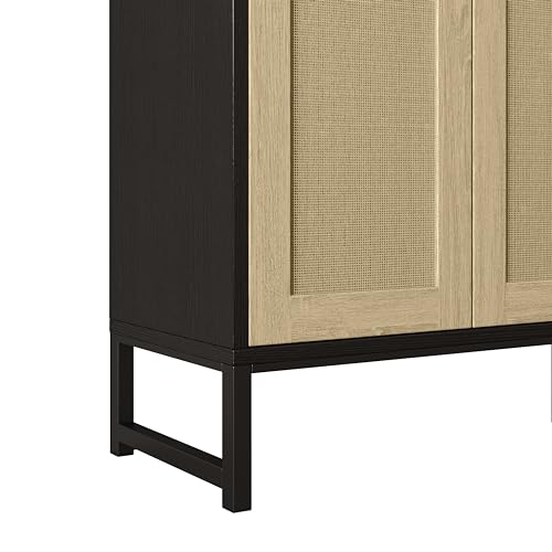 Panana FRSB61ACC Sideboard Accent Storage Cabinet With Rattan Decorated 4 Doors Dining Room Freestanding Kitchen Buffet Table Cupboard thumb #7