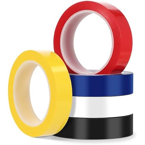 MAQUITA 5 Rollos Floor Vinyl Tape 1 Inch x 72 yd Floor Marking Tape Court Tape Outdoor Playing Field Marking Equipment for Athletics Social Distancing Cover