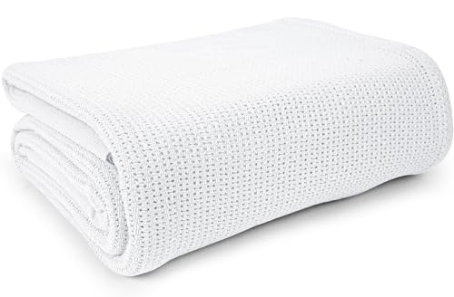 Linteum Textile Supply White Hospital Thermal Blanket 66x90 Inch 100%