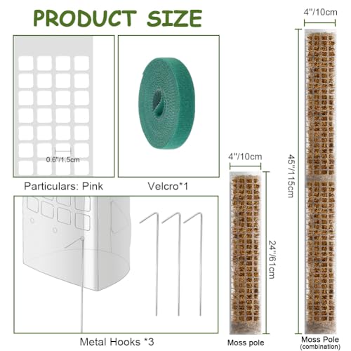 Vicloon Plastic Moss Poles, 6PCS, 24inch, Semi-cylindrical, Transparent, Plant Support Stakes for Climbing Plants - Image 2