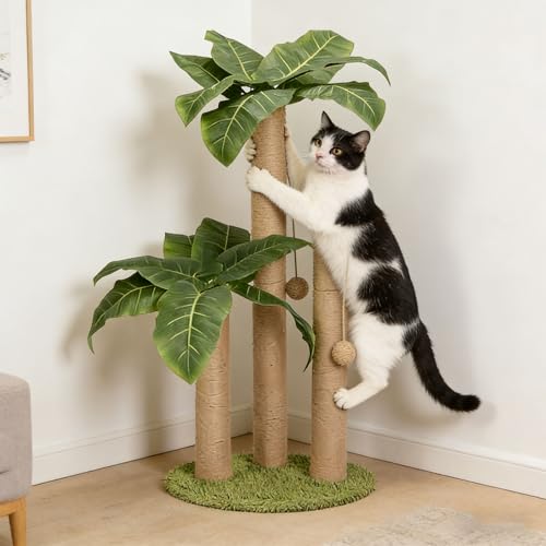 Arbre à chat avec griffoir canna et base stable pour le jeu - 5