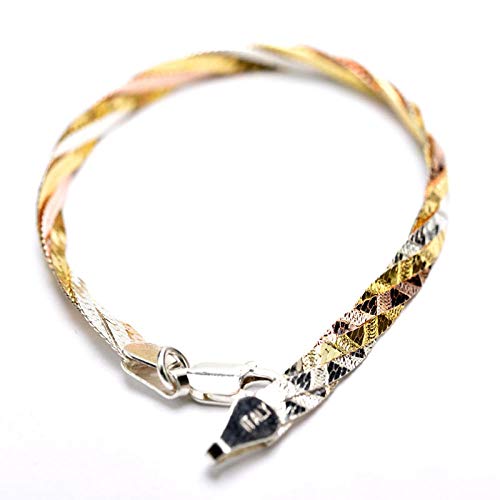 Preisvergleich Produktbild Generic S925 Silber-Armband für Damen, dreifarbig, dreifarbig, 16 cm