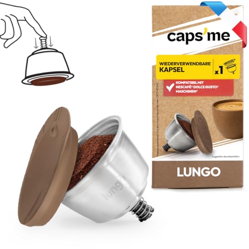 Nachfüllbare Kapsel kompatibel mit Nescafé Dolce Gusto Maschinen wiederverwendbar aus lebensmittelechtem Edelstahl leicht zu entleeren und patentiert hergestellt in Frankreich