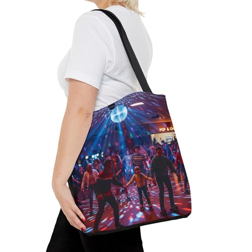 Premium Tote Bag with Reinforced Stitching for the 80s Skating Rink Theme4