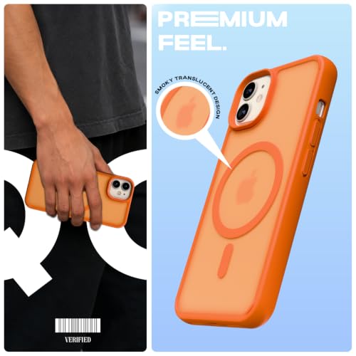 Image of Pikkme Back Cover for iPhone 11 | Mag-Safe Compatible | Smoke Frosted Transparent Matte Finish | Hard PC + Soft TPU | Shockproof | Raised Camera Protection Bumper Case (Orange Smoke Mag-Safe)