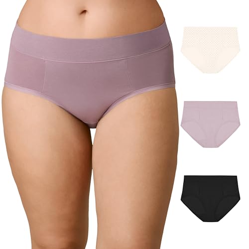 Image of PLAYTEX Women's Tummy Control Underwear Hipster Pack, 3-Pack, Stretch Cotton, Plus Size Panties Avail., Moisture Wicking