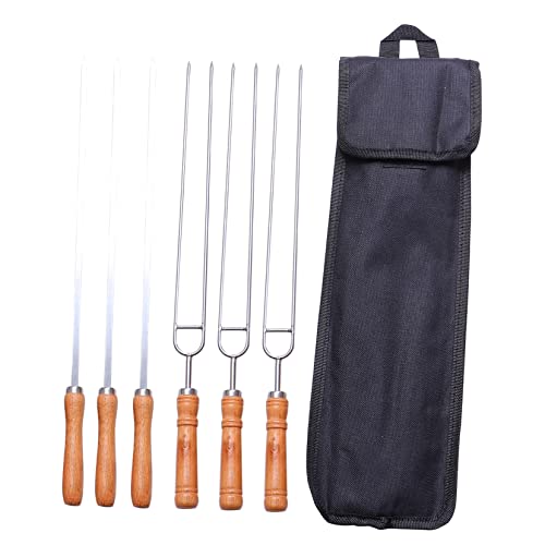 BAZEITFLOW Brochetas Para Barbacoa Palos Para Barbacoa De Acero Inoxidable Herramientas Para Para Picnic Al Aire