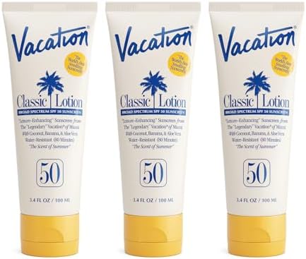 Vacation Classic SPF 50 Sunscreen Lotion, 3.4 Fluid Ounces, Pack of 3