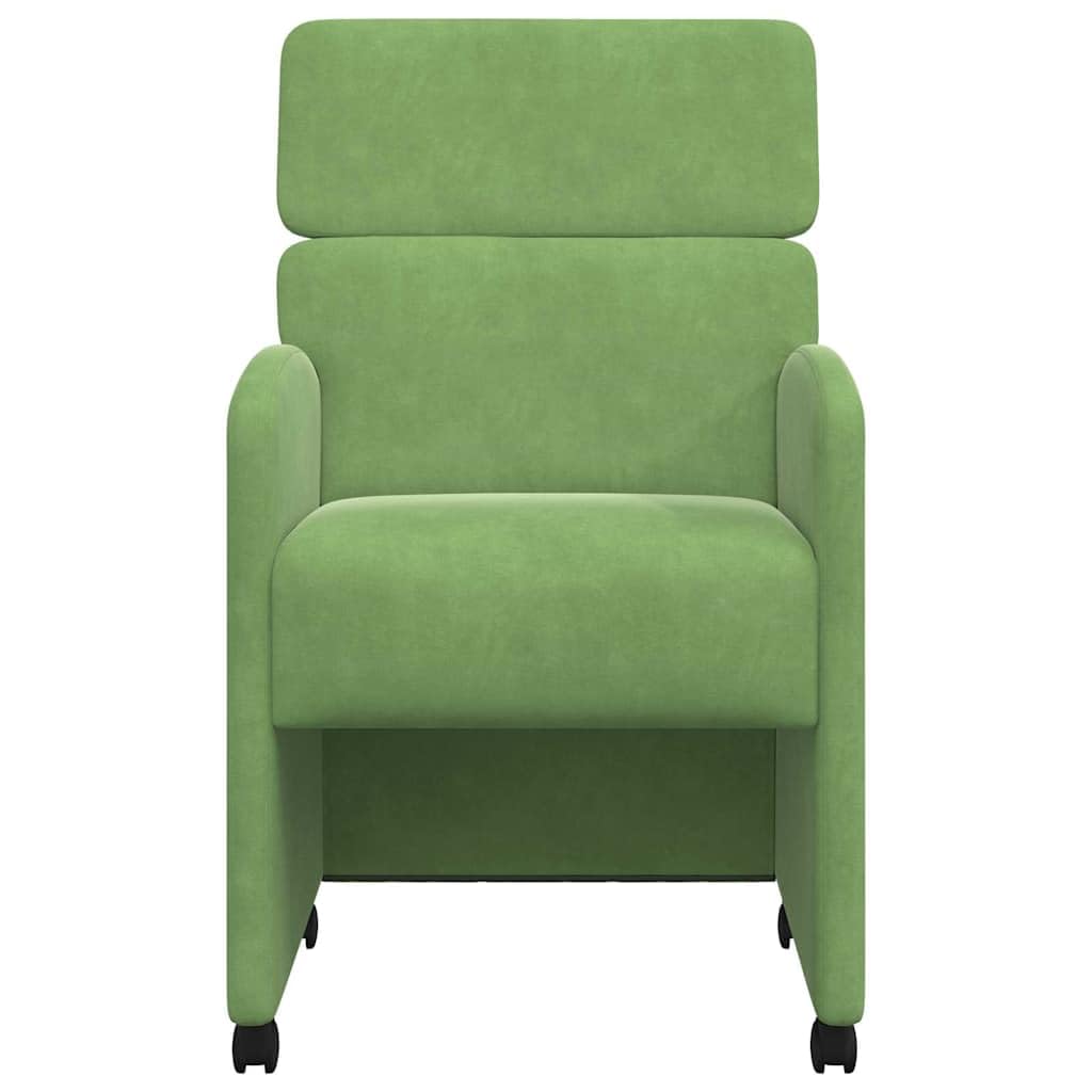 Generisch Set di 2 sedie da pranzo in velluto con ruote, colore verde