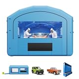 VEVOR Aufblasbare Lackierkabine 6,4x4,1x3 m Spritzkabine Lackierzelt Blau, mit 1100-W-Gebläse Aktivkohlefiltration Transparentem PVC-Fenster für Mittelgroße Pick-ups Große Möbel Tragbar