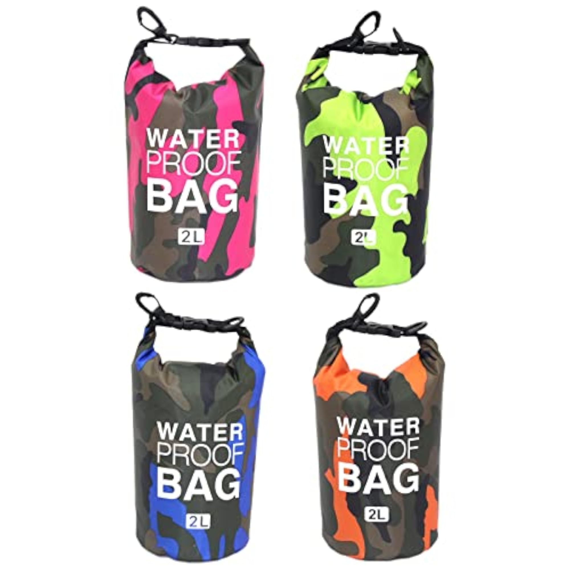 2L Waterproof Crossbody Shoulder Bag for Kayaking, Rose Red