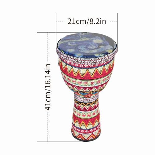 Djembe-Trommel, 8-Zoll-PVC-Kohlefaser, Ultraleichte Handtrommel, Djembe-afrikanische Trommel mit Riemen für Anfänger von Erwachsenen und Kindern (1)