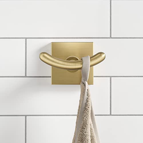 Kraus KEA-17702BG Ventus Doppelhaken für Bademantel und Handtuch, gebürstetes Gold
