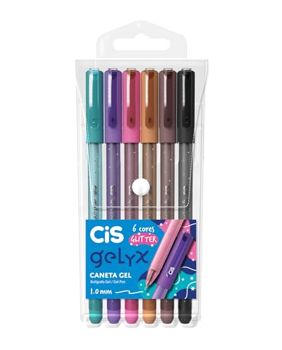 🤓Caneta Gel – CiS Gelyx – Estojo com 6 unidades – Glitter 🤓Caneta Gel – CiS Gelyx – Estojo com 6 unidades – Glitter