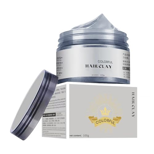 Cera Temporal,Cire de Teinture Capillaire Temporaire,Crema de Tinte Para el Cabello Gris Plata,Modelado Instantáneo Lavable de Color Natural,100G