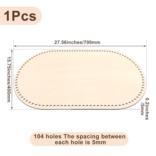 Vercraft 1 Pcs Moses Basket Wood Bottom 31.5 x 19.69 Inches/ 80 x 50 cm Oval Natural Wood Base Shaper for DIY Crochet or Knitting Weaving Crafts Home Decoration (Base Only) Hole: 1cm by Vercraft - Image 4