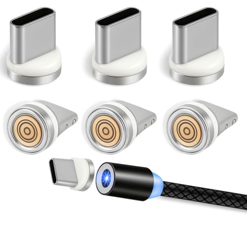 Hawpasy 6 Pack 9-Pin Super Fast Magnetic Connector Tip Heads USB C Magnetic Adapter 100W PD Fast Charging with 360 Degree Rotating Magnet Charger Tips Dust Proof for Charger Cable Tablet Phone