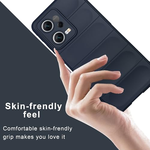 Image of A rtistque Back Cover Case for Mi Redmi Note 12 Pro 5G | with Inner Fabric | Stylish AirBag Case | Liquid Stripe Silicone | Camera Protection | Anti Slip Grip | Redmi Note 12 Pro 5G Back Cover - Blue