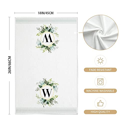 Geeory Monogram Letter W Kitchen Towels For Home Decor Eucalyptus Leaves Family Last Name Initial Dish Towels 18X26 Inch Ultra Absorbent Bar Drying Cloth Hand Towel Bathroom Decorations Set Of 2 #TOP5
