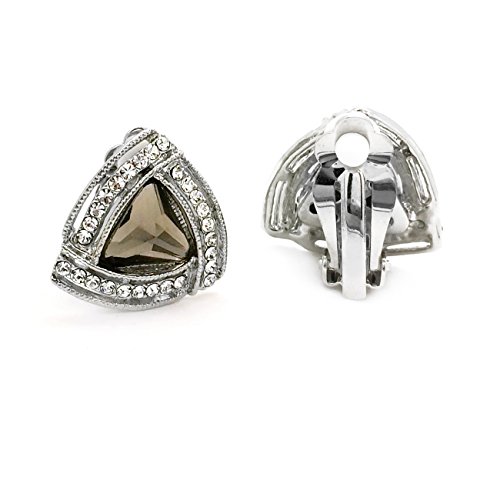 Clip On Earrings Crystal Triangle Trillion Rhodium Plated Women Fashion #TOP1