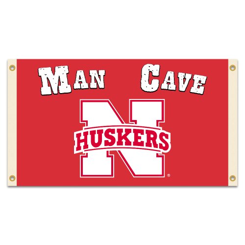 BSI NCAA Nebraska Cornhuskers Man Cave Flag with 4 Grommets, 3x5-Feet