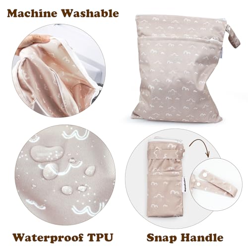 Image of Mama Koala 2 Pack Wet Dry Bags on the Go, Swimming Pool, Beach, in Gym, Fitness Center, Natatorium, Polyester Waterproof Diaper Bag with 2 Pockets, Portable, Reusable, Machine Washable-12in /16in-016