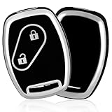 OFFCURVE Car Key Cover Case - Black Silver, TPU Material - Compatible with Honda Passenger Cars (Civic, Jazz, Insight, Accord, CRZ, Pilot, Fit, Stream, Crosstour, HRV, FRV, CRV, CRZ) - Image 1