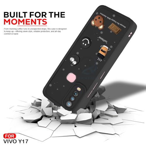 Image of AESTMO Back Case Cover for VIvo Y17 / Y15 Cover | Cute Fun Cartoon 3D Ball | Coffee Silicone Case | Full Body Protection | Camera Protection Back Cover for VIvo Y17 / Y15 (Black)