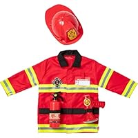 Melissa & Doug Fire Chief Role Play Costume Set – Includes Jacket, Helmet, Badge & Bullhorn – Interactive Pretend Play Toy for Kids Age 3 Plus