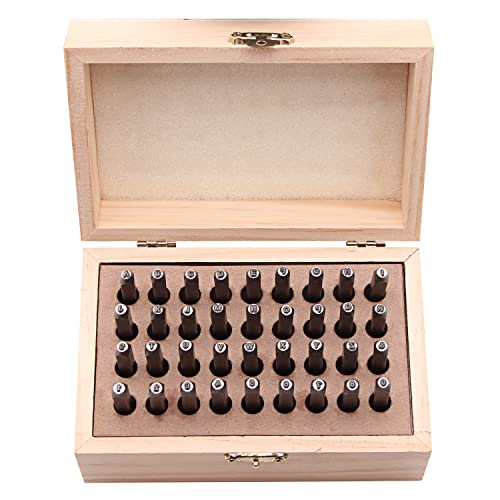 Seekqua 2Mm Letter And Number Stamp Set, 36-Piece Carbon Steel Metal Stamp Set, Alphanumeric Punching Set With Wooden Case, For Metal, Jewelry, Leather, Wood #TOP6