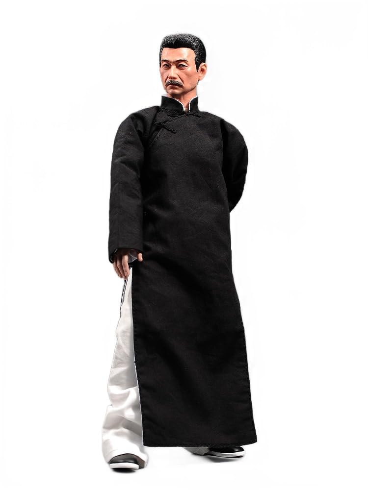 Cheongsam Chinois Homme 1/6 Robe Noire Ajustée pour Éviter l'Effet Bouffant