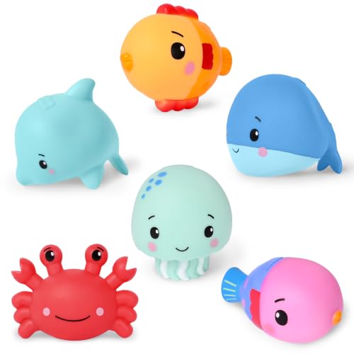 Fisher-Price™ Ocean Pal Floats Bath Toys, 6-Piece Floating Ocean Animal Bath Toy Set for Babies & Toddlers 6M+, No Water Trapping Design - image 1