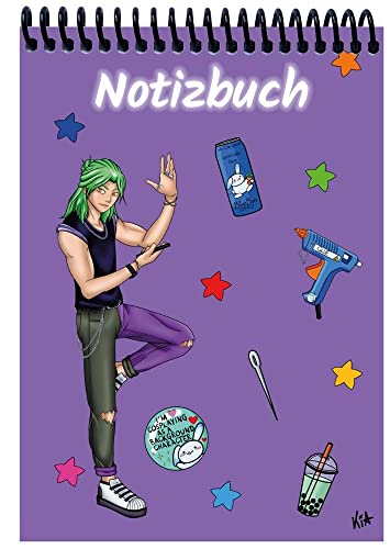 A 5 Notizblock Manga Quinn, lila, blanko: Spiralbindung, Notizblock, Tagebuch, Notizen für die Schule, Uni oder unterwegs, verschiedene Lineaturen und Muster