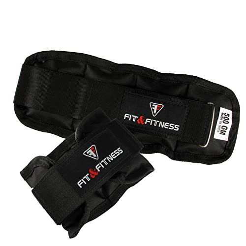 Image of FIT & FITNESS Wrist /Ankle Weights Pro Quality Adjustable Ankle /Wrist Weights for Running, Jogging, Cycling can be Used by Both Men and Women from 1 kg (0.5kg Gram Each x 2 pc) (0.5Kilograms)