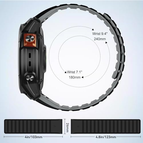 Image of ISABAKE Compatible with Fenix 6X /7X Band, 26mm Silicone Magnetic Band for Fenix 5X /Fenix 5X Plus /Fenix 3 /Fenix 6X Pro /Descent Descent MK2i Smartwatches