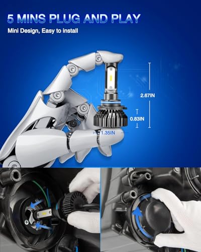Image of Marsauto 9006 LED Bulbs, 800% Super Bright, Real 1:1 Design, 6500K Cool White, 10-Year Extended Lifespan, 5 Min Quick Plug and Play, IP68, Pack of 2
