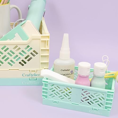 Image of Craftelier - Box for Organisation and Storage of Scrapbooking and Craft Materials | Foldable and Stackable Design | Large Size - Open Box Measures 24,5 x 18 x 10,8 cm - Colour White